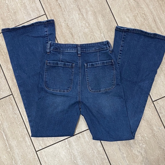 Stylish Dark Blue Flare Jeans - Picture 3 of 6